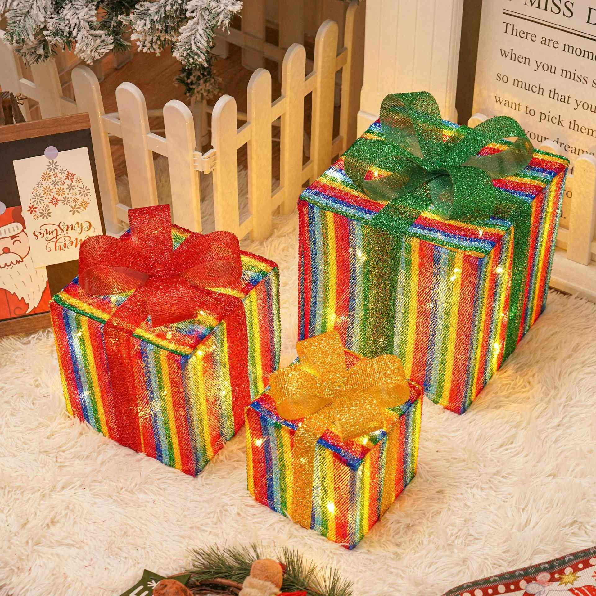 Christmas Gift Box Color Light Decor
