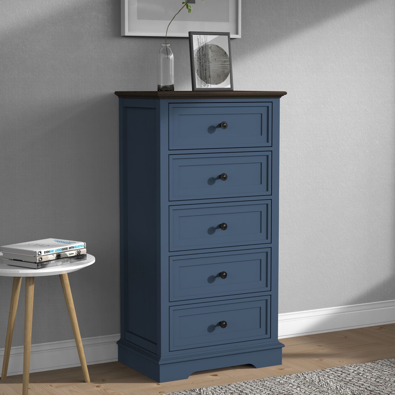 Tall Dresser for Bedroom with 5 Drawers for Closet, Chest of Drawers with Metal Handle - JM Variety Store