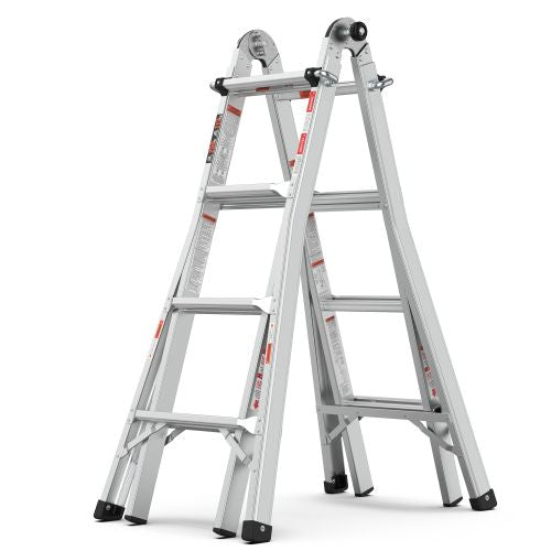 Multi position foldable engineering multifunctional aluminum alloy ladder A-type ladder straight ladder 17ft for home - JM Variety Store