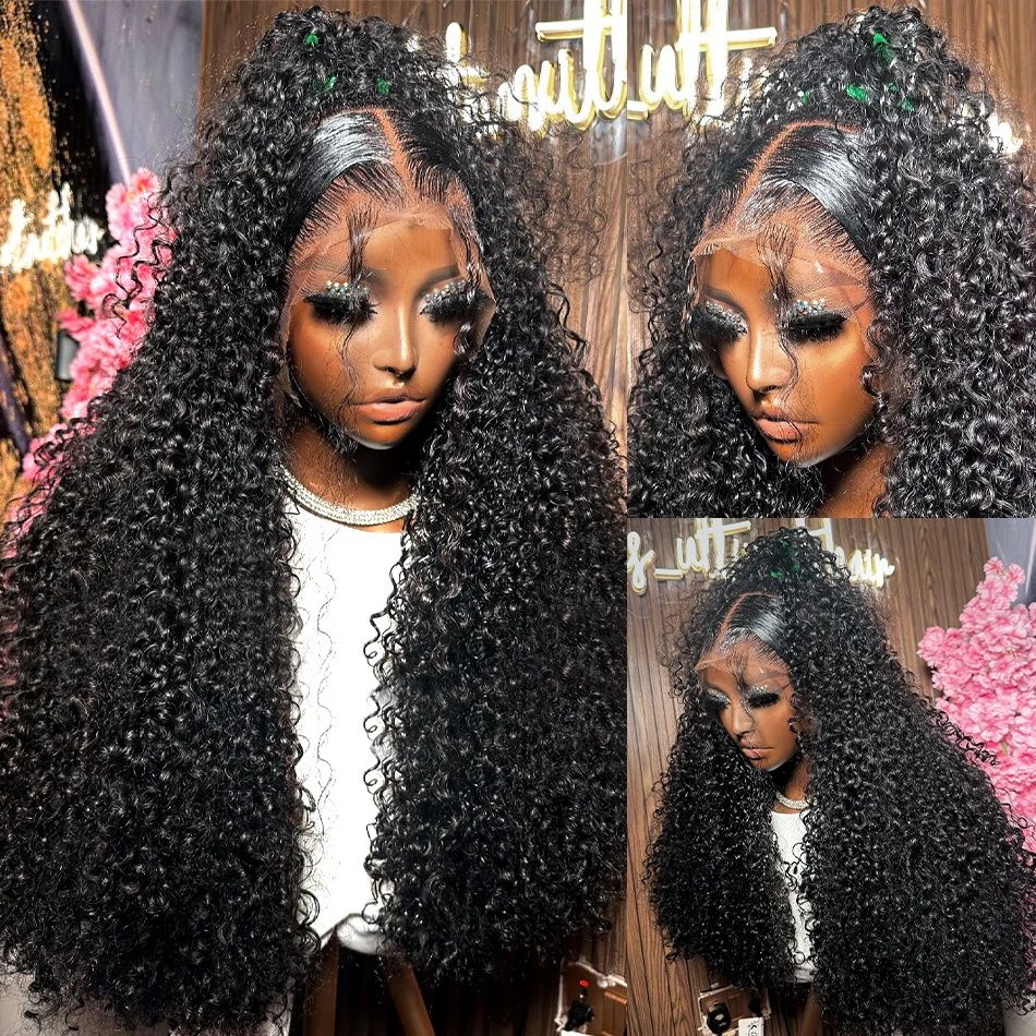 360 Full Lace Wig Human Hair Pre Plucked 13x4 Lace Frontal Wigs For Women 34 32 30 Inch Hd Curly Deep Water Wave Lace Front Wig - JM Variety Store
