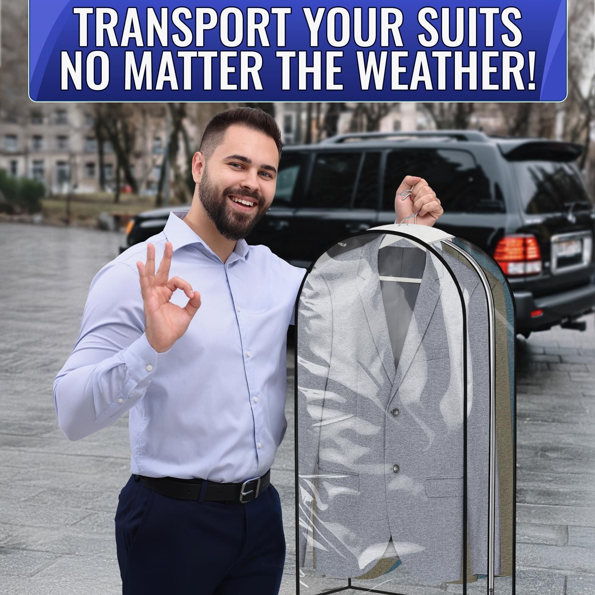 4 Pcs Clear Garment Bags for Hanging Clothes Dust Proof Suit Bags for Closet Storage 40 x24 x10 inch with Zipper Sides Designed for Travel & Organization Protects Clothes & Keeps Them Ready to Wear - JM Variety Store