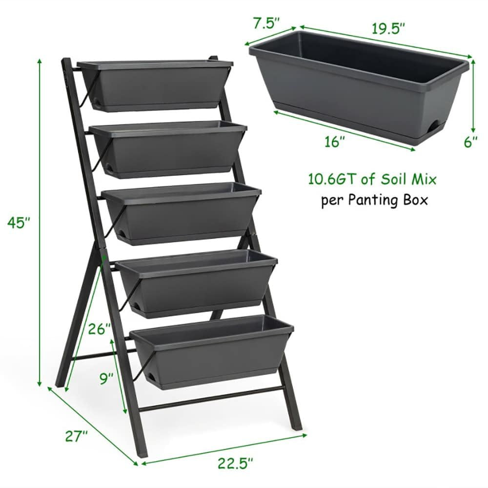 5-Tier Raised Garden Bed with Water Drainage for Flowers Vegetables - JM Variety Store
