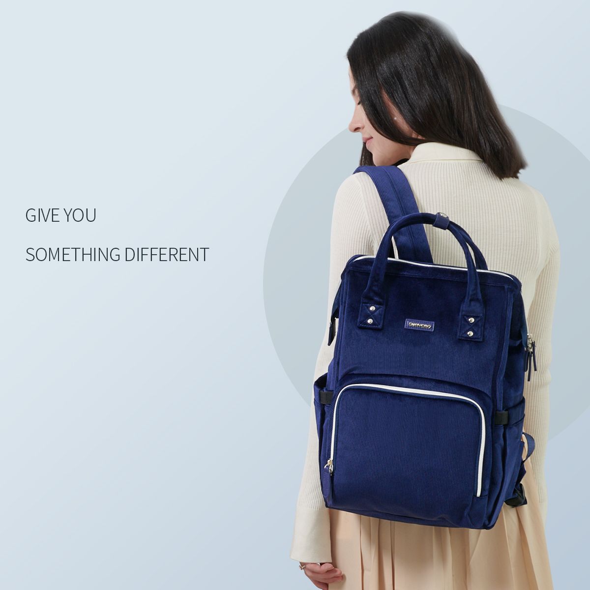 SUNVENO Velvet Stitching Diaper Bag Backpack Large Capacity Tote Shoulder Nappy Bag Organizer for Baby Care with Insulated Pockets,Waterproof Fabric - JM Variety Store