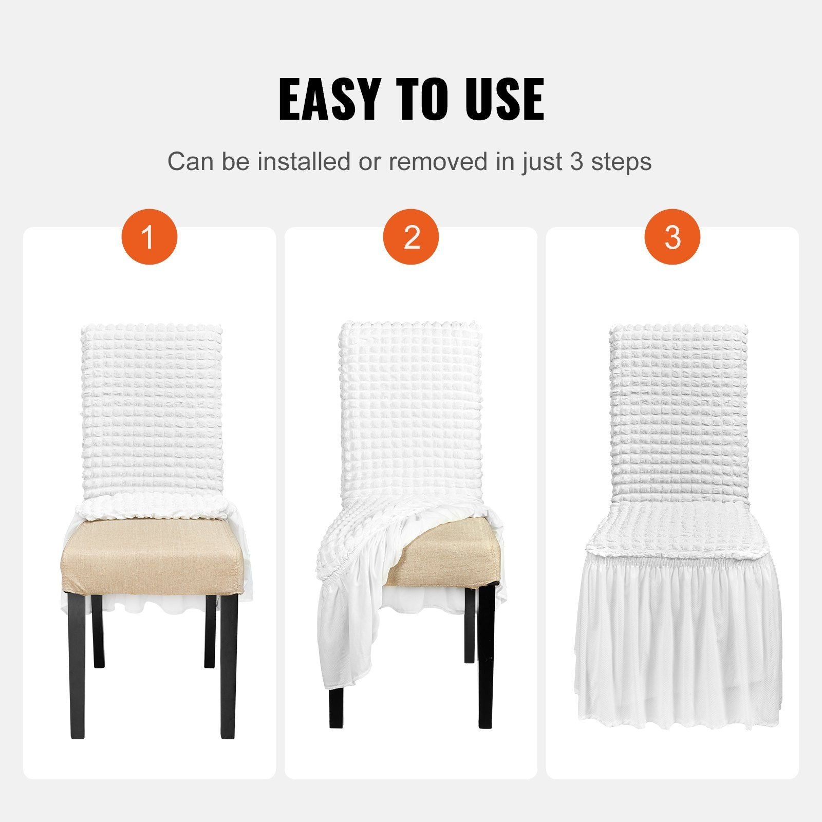 VEVOR Stretch Spandex Folding Chair Covers, Universal Fitted Chair Cover with Skirt, Removable Washable Protective Slipcovers, for Wedding, Holiday, Banquet, Party, Celebration, Dining (4 PCS White) - JM Variety Store