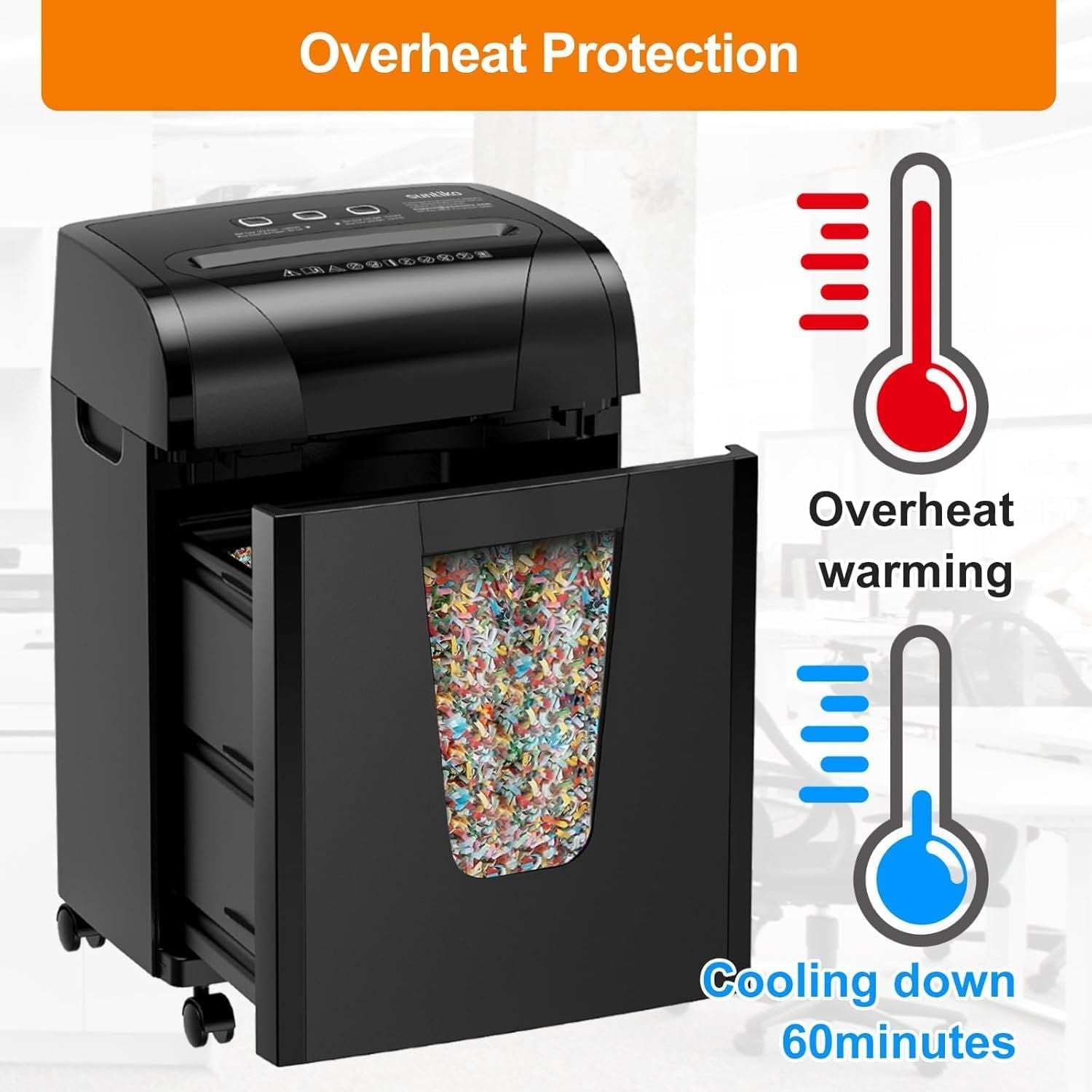 Woolsche Paper Shredder, 18-Sheet Cross Cut with 18 Liters Pull Out Bin, P-4 Security Level, Shred Paper and Credit Card, Durable&Fast with Auto Jam Proof System Shredder for Office - JM Variety Store