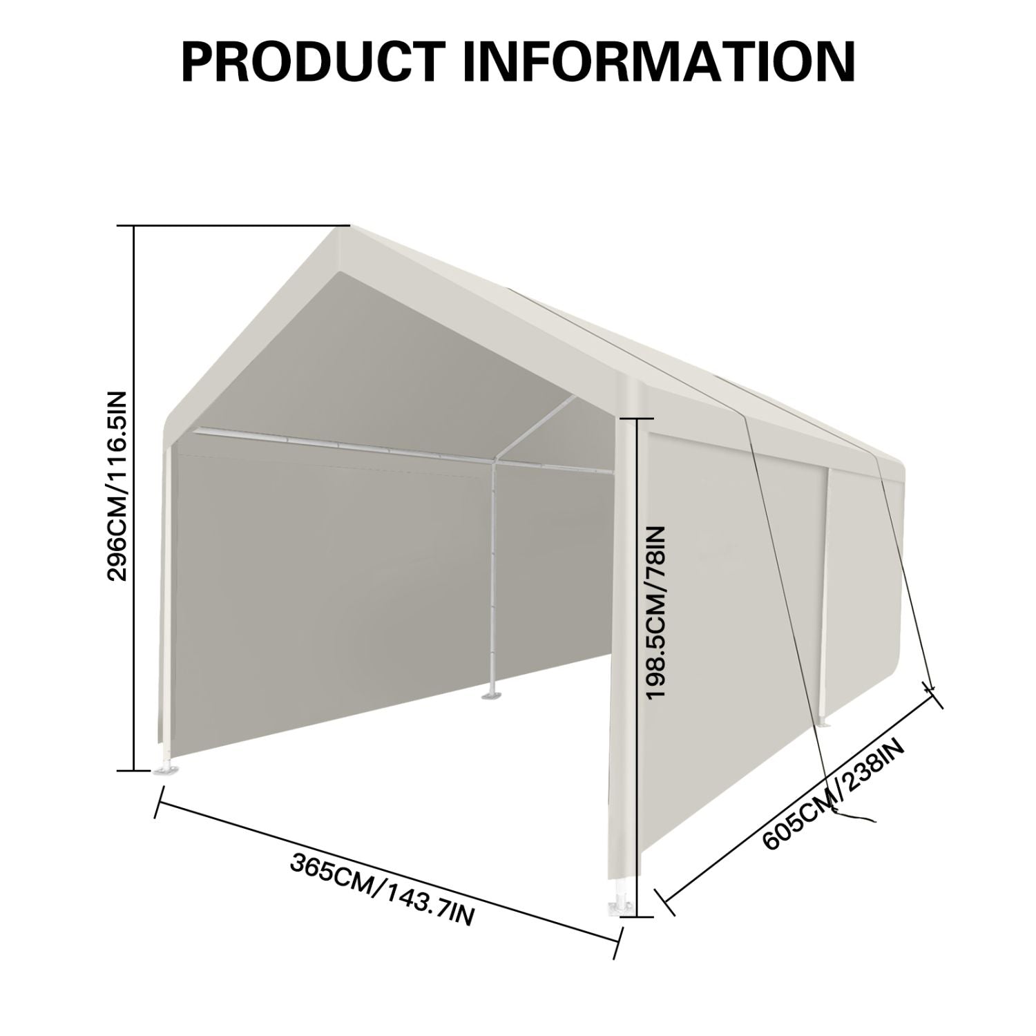Carport, 12×20 Heavy Duty Portable Carport Garage Tent for Outdoor Storage Shelter white - JM Variety Store