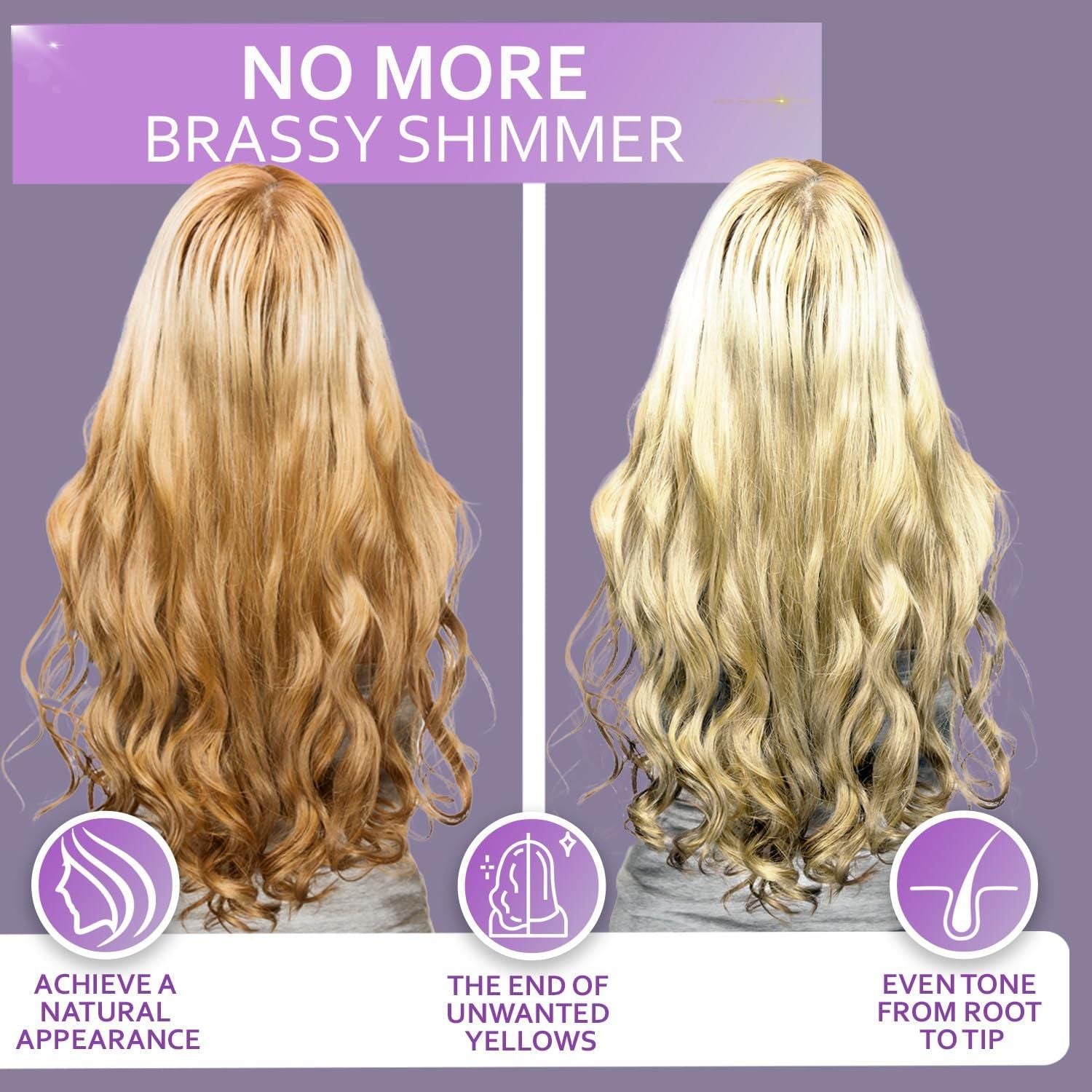 Purple Shampoo Toner for Blonde Hair For Color Treated Bleached Silver White and Gray Hair Goodbye to Orange and Yellow Brassy Tones Sulfate and Paraben Free Women and Men - JM Variety Store