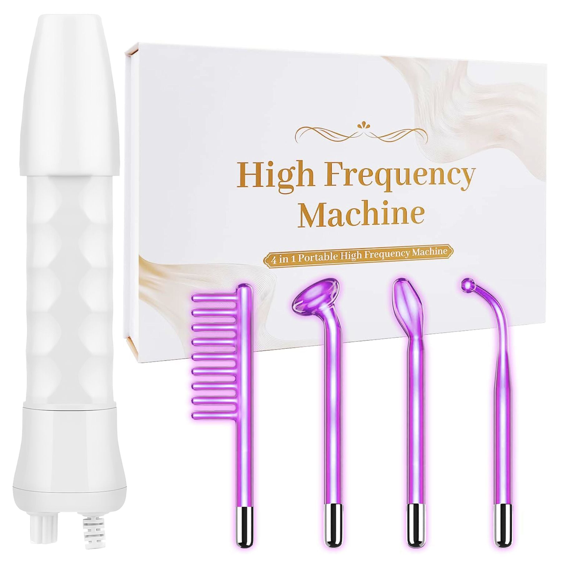 High Frequency Wand 'C Violet Portable Skin Therapy Machine for Anti-Aging - Skin Tightening - Wrinkle Reducing - Dark Circles - 4 in 1 - JM Variety Store