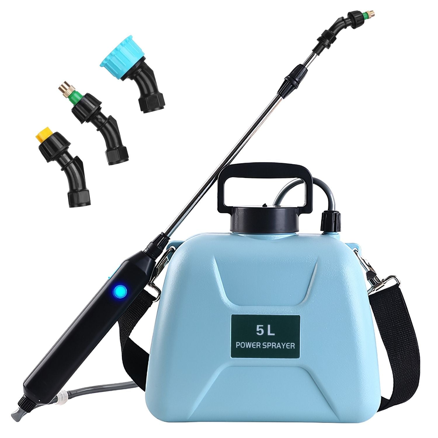 5L/1.3Gallon Electric Plant Sprayer Telescopic Rechargeable Garden Sprayer Automatic Handheld Sprayer with 3 Spray Spouts Shoulder Strap for Cleaning Sterilization - JM Variety Store