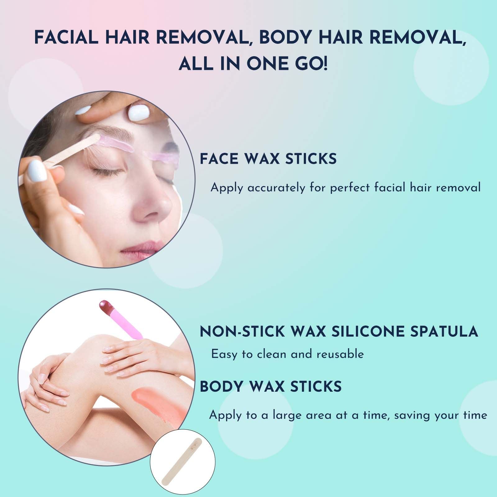 Waxing Kit 69 items - WUWUVISTA Hair Removal Hard Wax kit with Wax Warmer, Wax Beads for Face/Brazilian/Body/Sensitive Skin - JM Variety Store