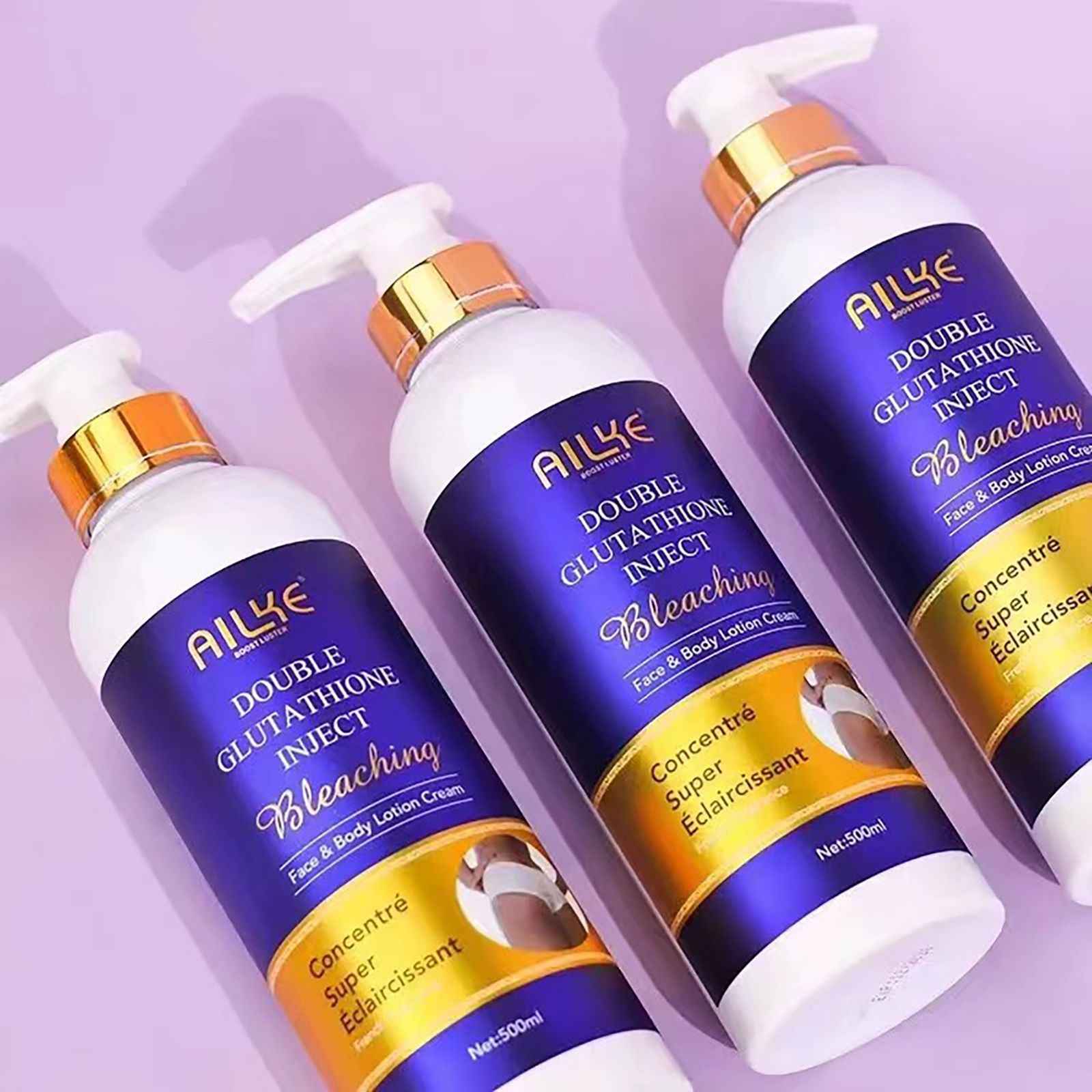 AILKE Whitening Skin Care Set, With Double-Glutathione, Skin Glowing Serum, Black Skin Soap, Skin Barrier Repair Moisturizer