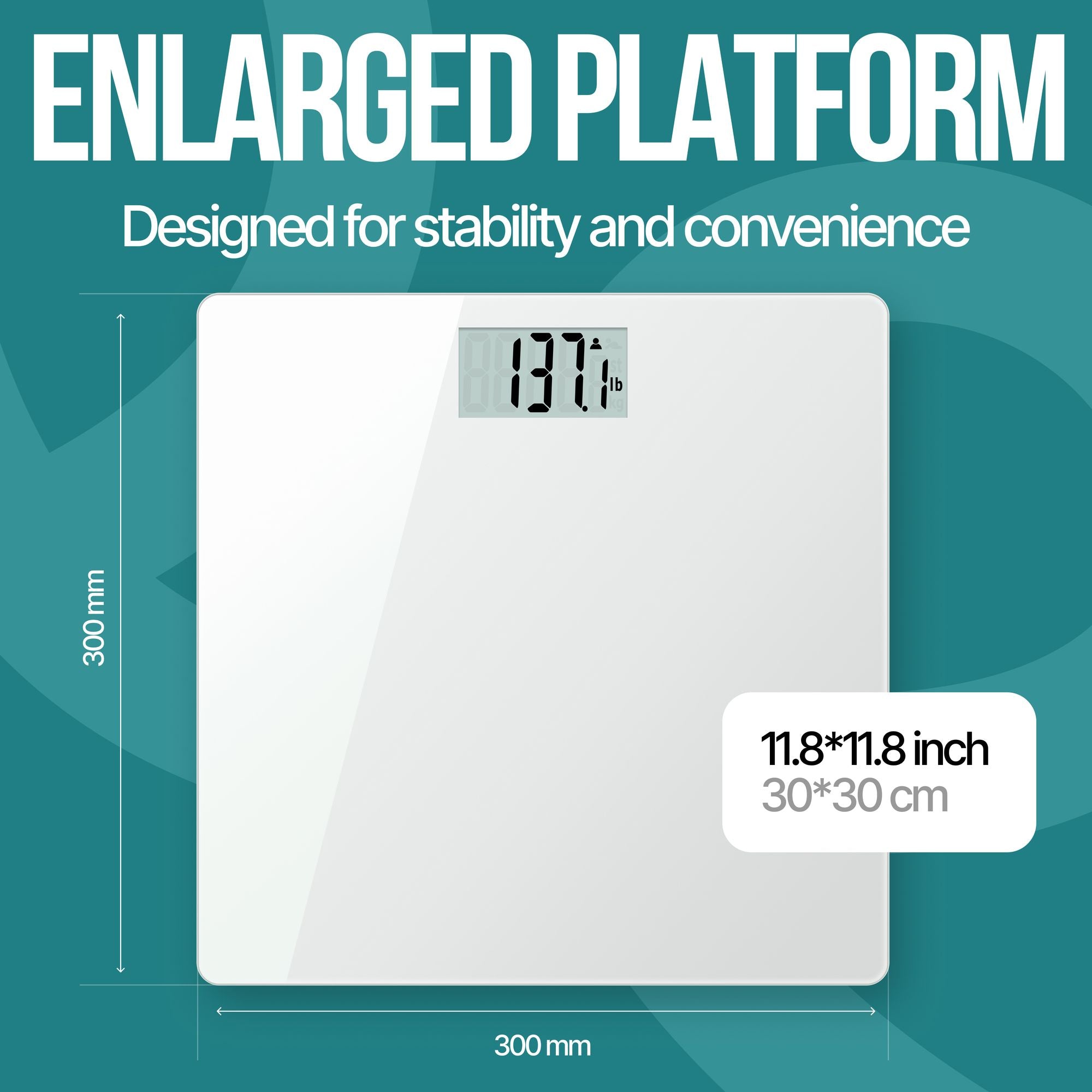 Digital Bathroom Scale for Body Weight EziGo Large Platform 12 inch 30cm, High Capacity 440lb 200kg, Accurate Scale for Adults, Elderly, Seniors, Pets, and Babies - JM Variety Store