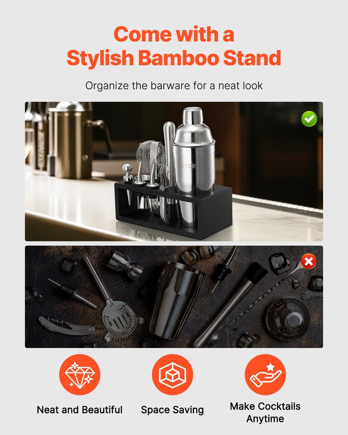 Cocktail Shaker Set 13 Pcs Bar Tool Set Stainless Steel Bartender Kit Silver - JM Variety Store