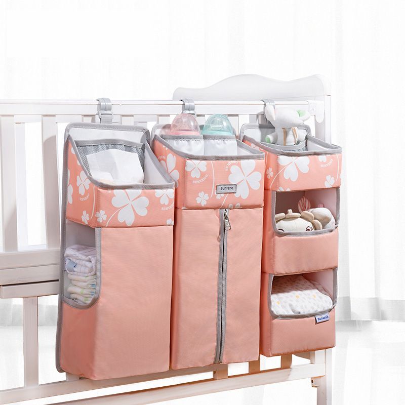 Sunveno Baby Storage Organizer Crib Hanging Storage Bag Caddy Organizer for Baby Essentials Bedding Set Diaper Storage Bag - JM Variety Store