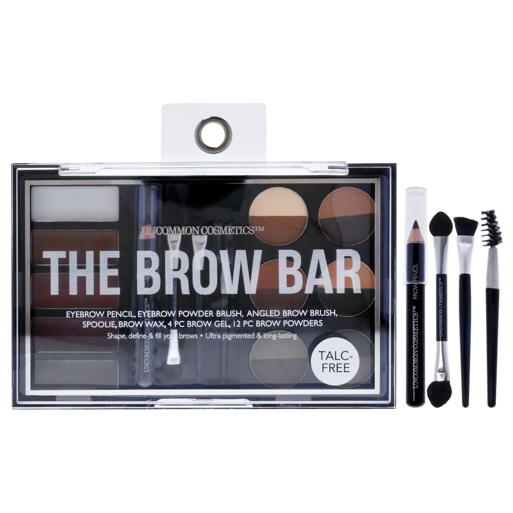 The Brow Bar by Uncommon Cosmetics for Women - Eyebrow Pencil, Eyebrow Powder Brush, Brow Angled Brush, Spoolie, 0.05oz Eyebrow Wax, 0.2oz Brow Gel, 0.48oz Brow Powders - JM Variety Store