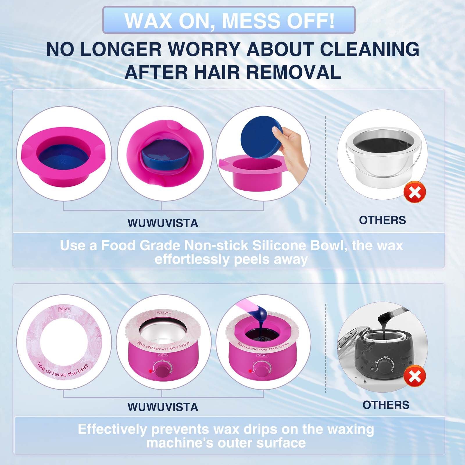 Waxing Kit 69 items - WUWUVISTA Hair Removal Hard Wax kit with Wax Warmer, Wax Beads for Face/Brazilian/Body/Sensitive Skin - JM Variety Store