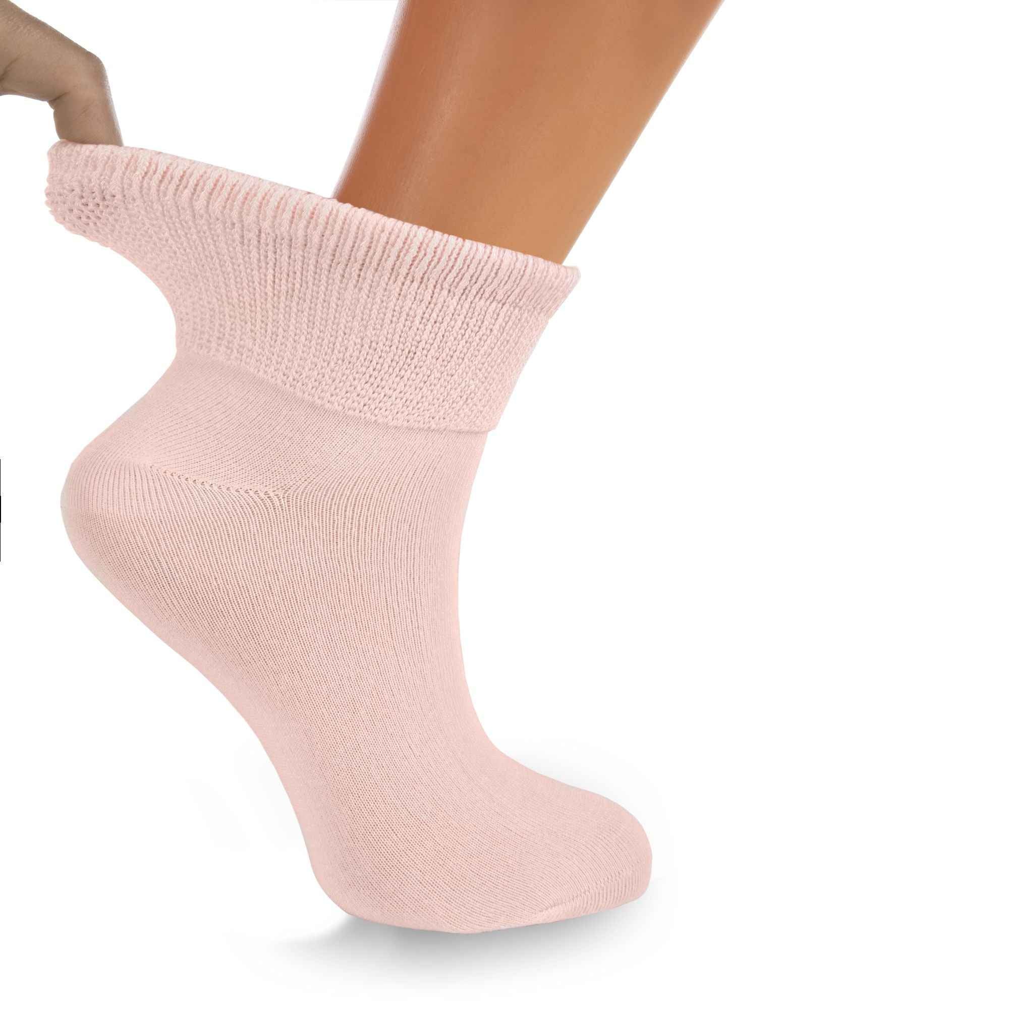 Women's Diabetic Ankle Socks 3 Pairs Soft Cotton, Non-Binding Top, Seamless Toe, Promotes Circulation, Shoe Size 9-11
