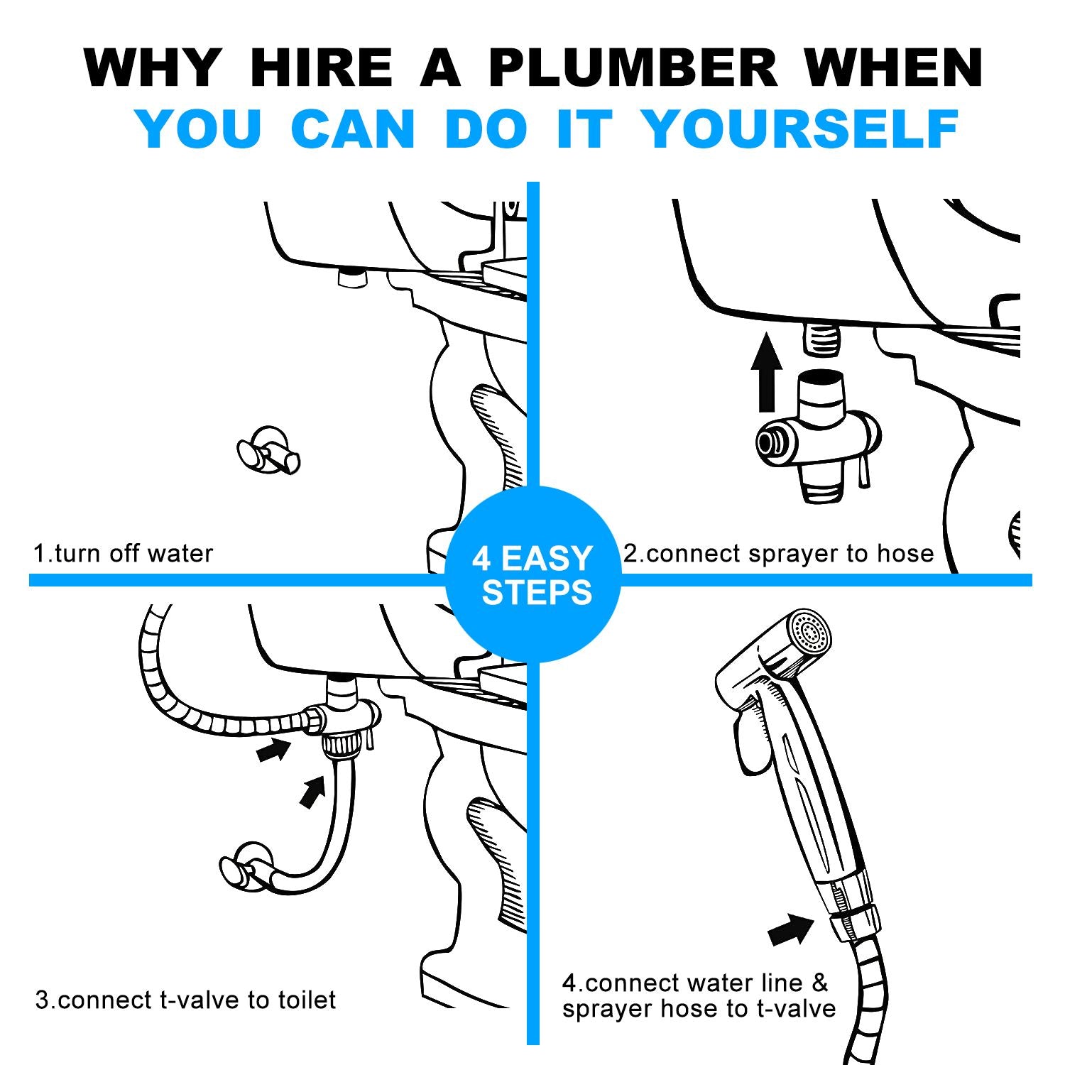 Bidet Sprayer for Toilet, Handheld Cloth Diaper Sprayer - JM Variety Store