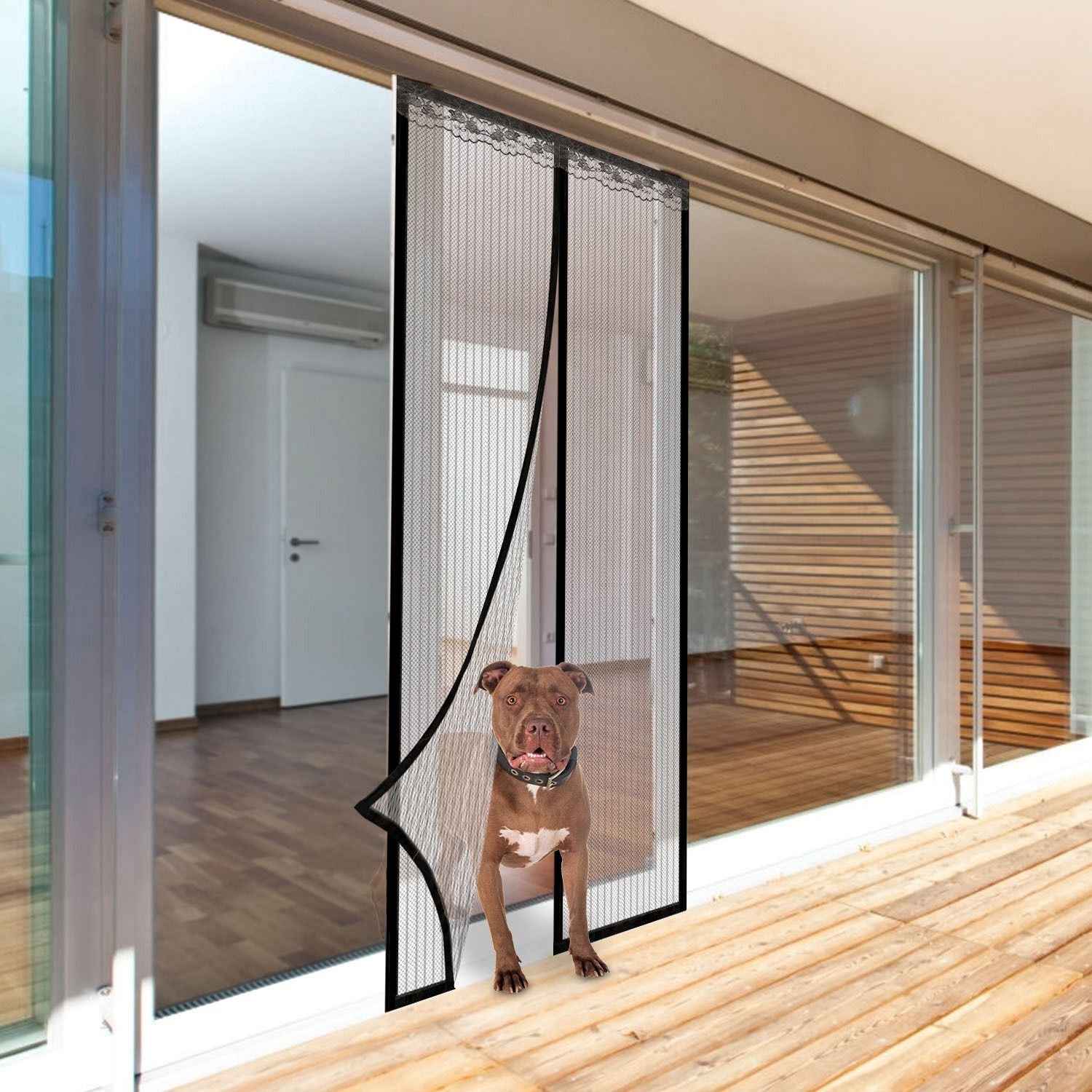 Magnetic Mesh Curtain Hands-free Fly Mesh Door Curtain 39x82' Self-adhesive Door Screen Anti Mosquito Bugs