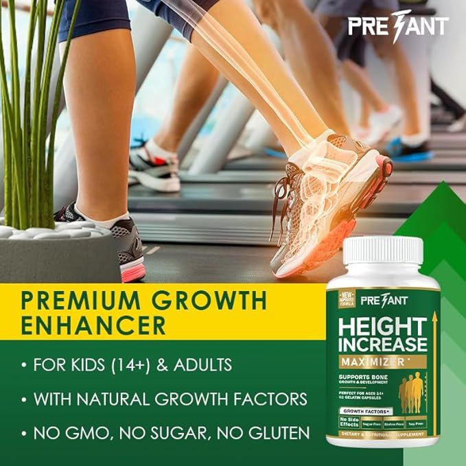 PRETANT-Growth Capsules to Grow Taller - Height Increase Maximizer with Calcium for Bone Strength -Natural Get Taller Supplement - Dietary Edible Healthcare Fitness - JM Variety Store