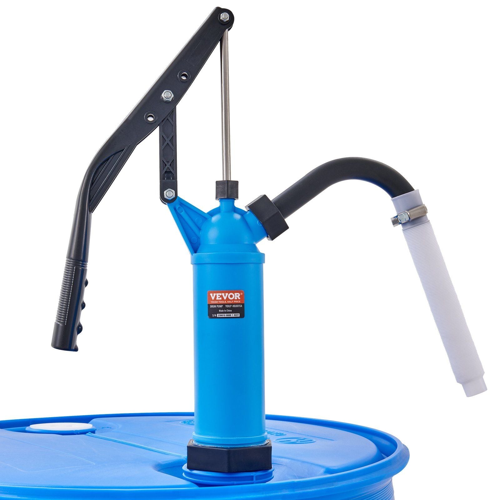VEVOR Drum Pump, 9.5 oz. Per Stroke, Lever-Action Barrel Pump, Fits 5-55 Gallon Drums with 3-Section Suction Tube Assembly & Hose, Hand Operated, Designed to Transfer Water, Alcohol, Corrosive Liquids - JM Variety Store