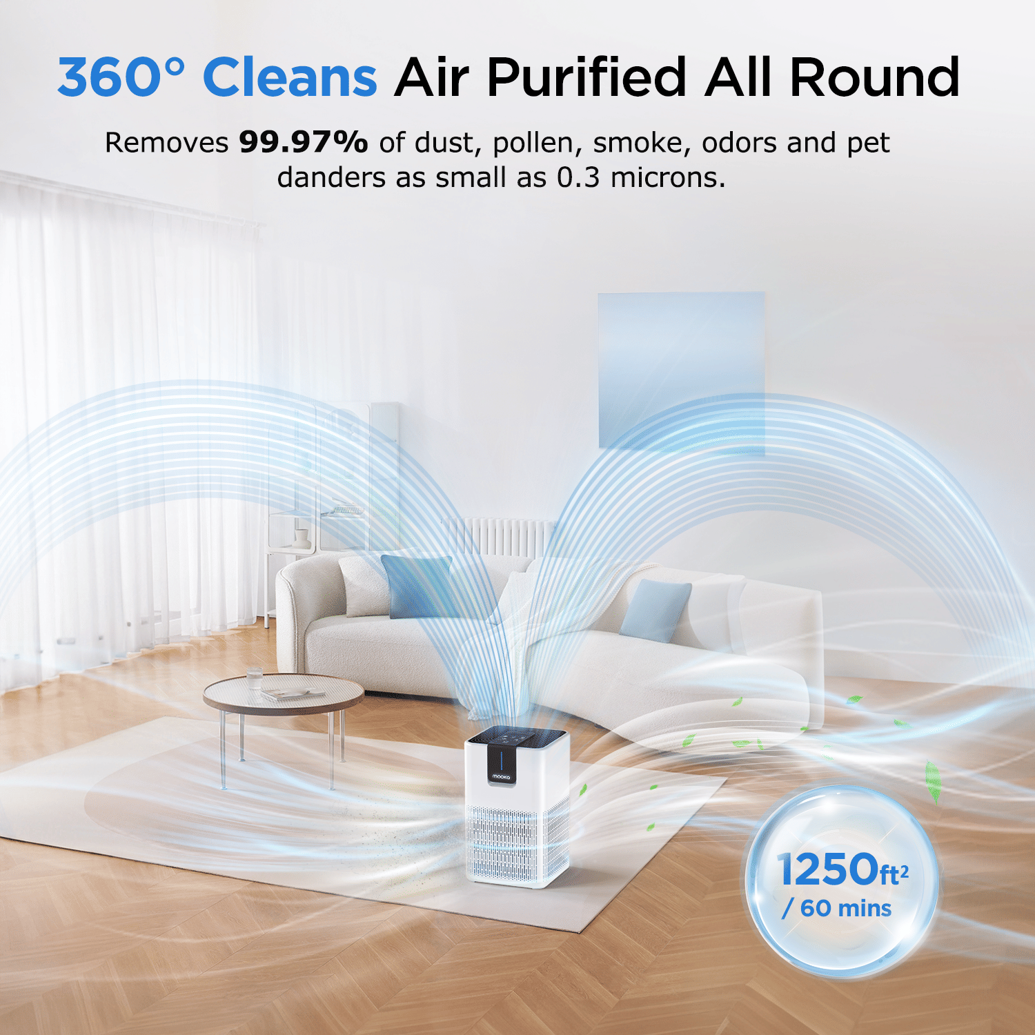 MOOKA Air Purifiers for Home Large Room Up to 1250 Ft², H13 HEPA Air Purifier for Pets Dust Odor Smoke, Aromatherapy Function, Air Cleaner with 15dB Quiet Sleep Mode for Bedroom Office Living Room - JM Variety Store