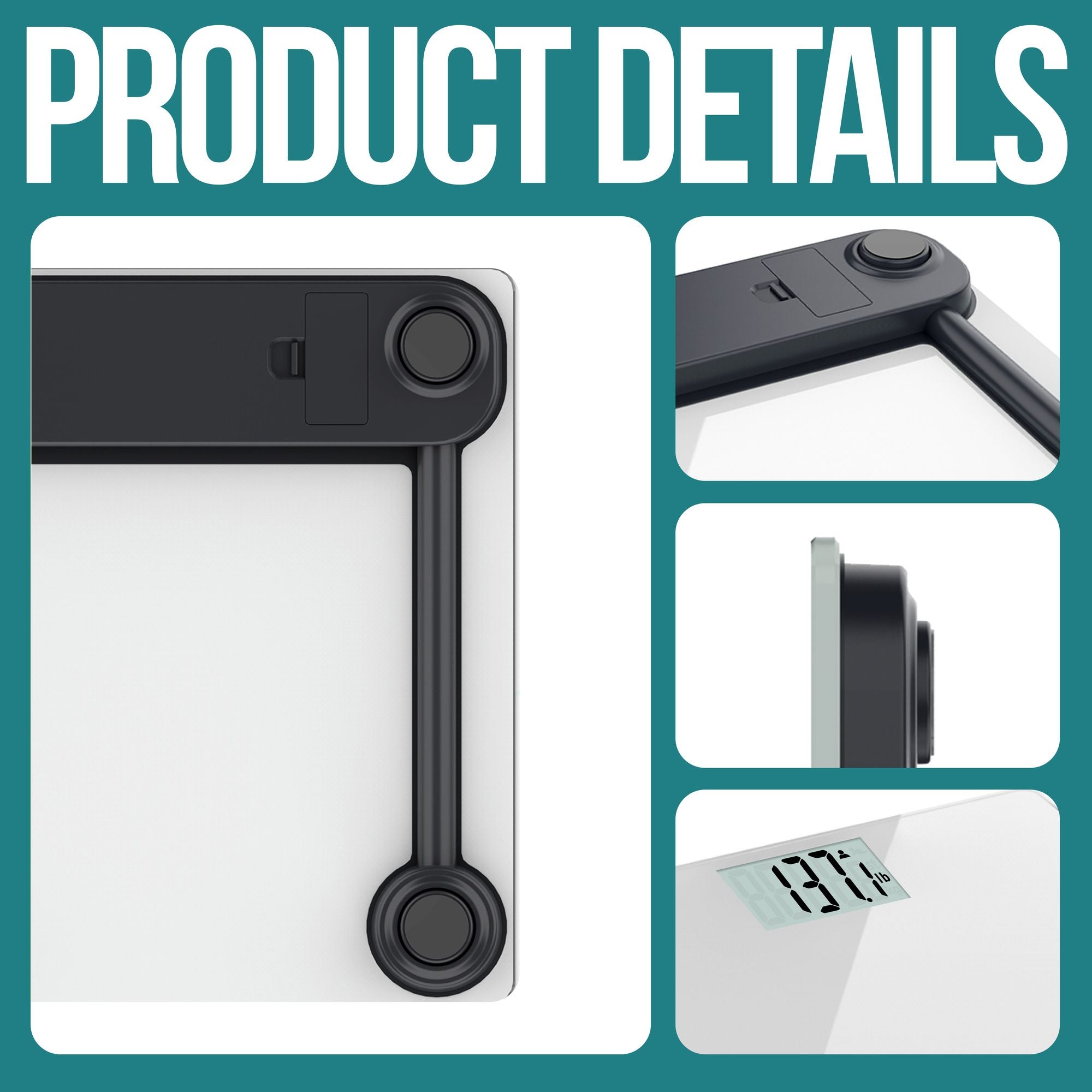 Digital Bathroom Scale for Body Weight EziGo Large Platform 12 inch 30cm, High Capacity 440lb 200kg, Accurate Scale for Adults, Elderly, Seniors, Pets, and Babies - JM Variety Store