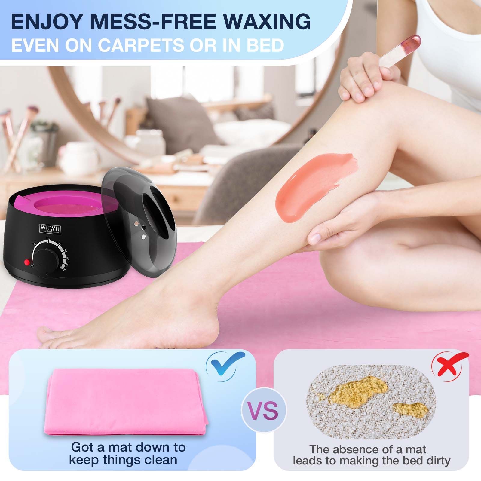 Waxing Kit 69 items - WUWUVISTA Hair Removal Hard Wax kit with Wax Warmer, Wax Beads for Face/Brazilian/Body/Sensitive Skin - JM Variety Store