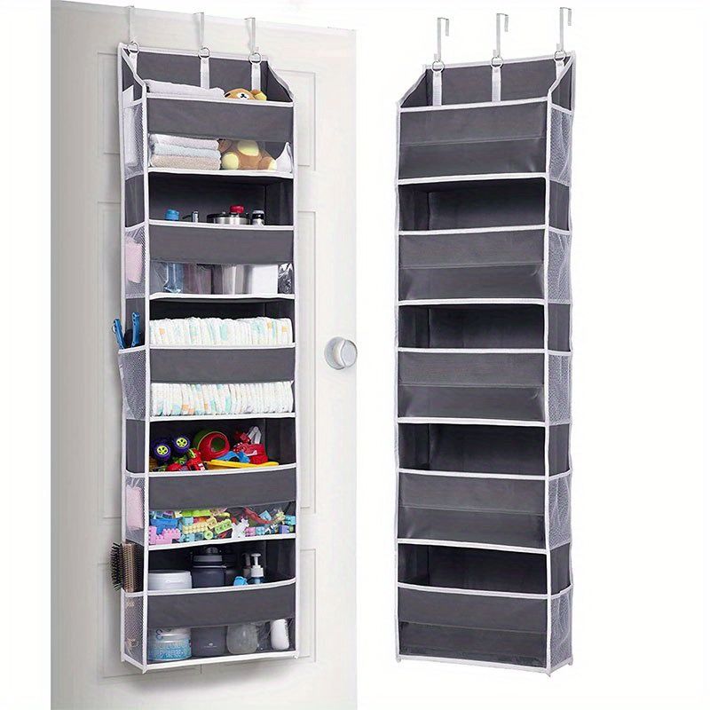 1pc Over Door Organizer With 5 Large Pockets; 10 Mesh Side Pockets; Hanging Storage Organizer With For Kids Toys; Shoes; Diapers - JM Variety Store