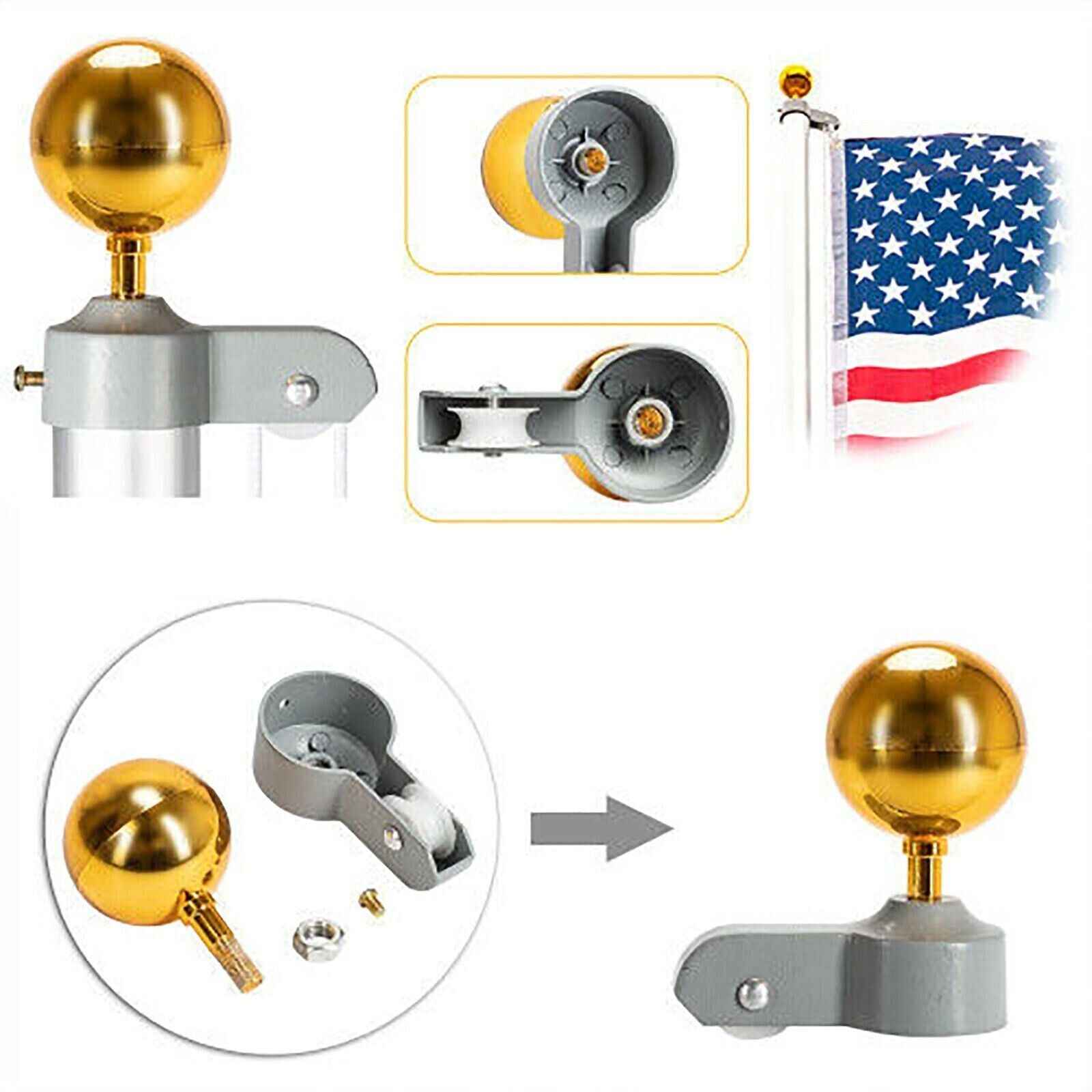 20 FT Sectional Flag Pole Kit Extra Thick Aluminum Flagpole with 1 Flag 2 Rope