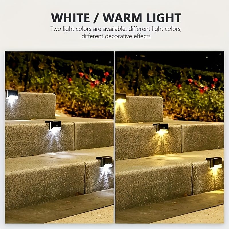 16PCS solar outdoor light, spring camping outdoor light, outdoor LED step light, solar charging, suitable for balconies, terraces, stairs, fences, courtyards, gardens, villas, driveways, paths - JM Variety Store