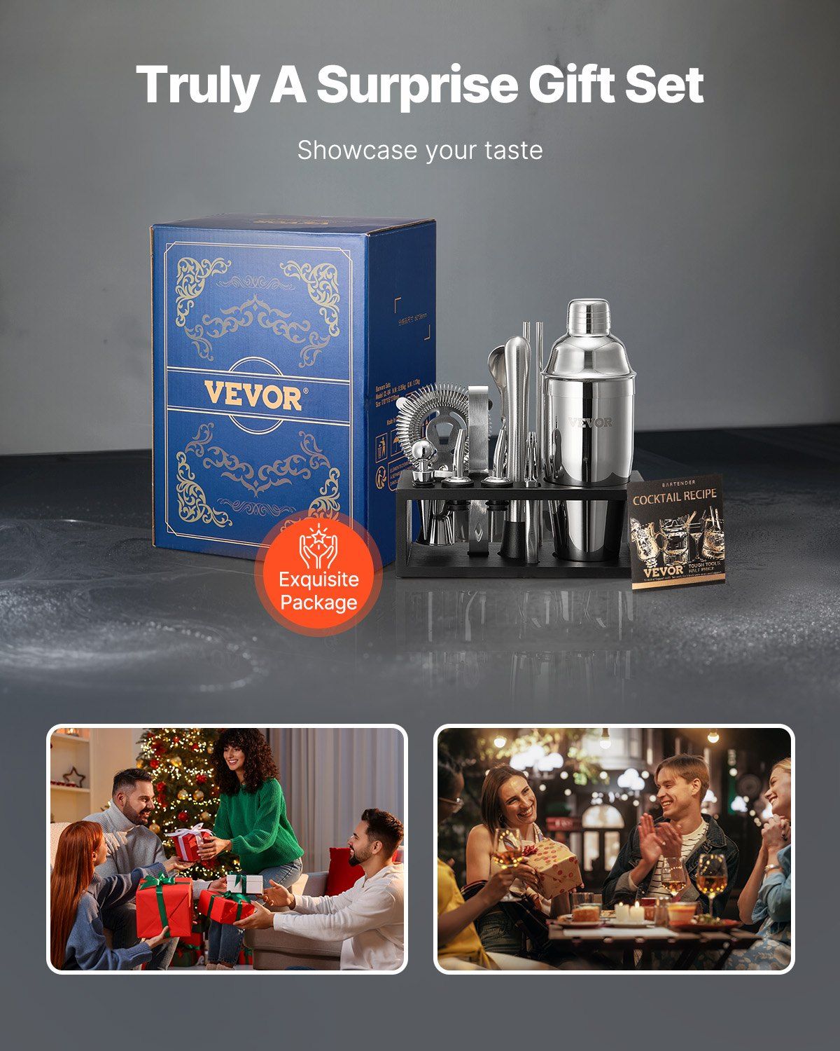 Cocktail Shaker Set 13 Pcs Bar Tool Set Stainless Steel Bartender Kit Silver - JM Variety Store