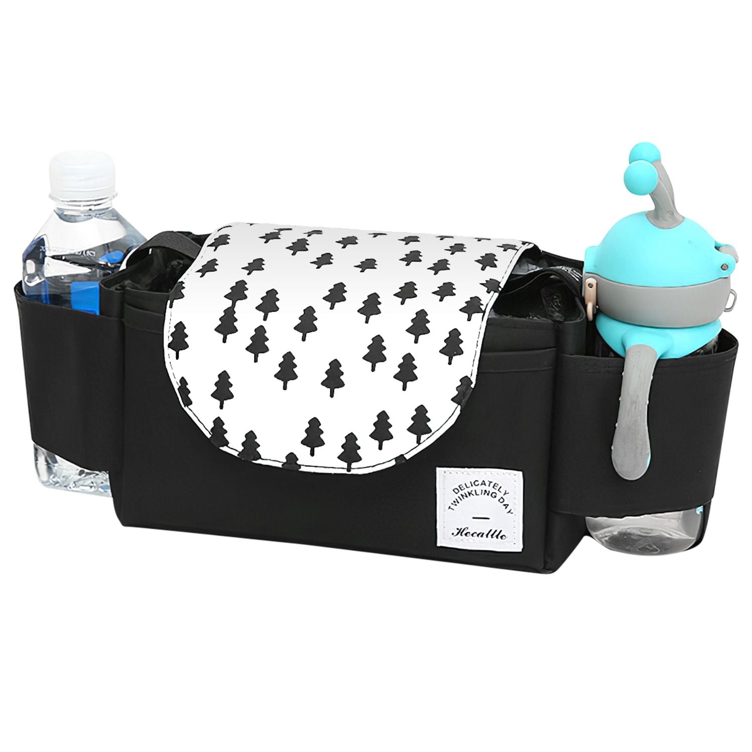 Stroller Organizer Bag 6 Pockets Baby Trolley Bag with Cup Holder for Paper Tissue Diaper Phone Snacks Baby Cream - JM Variety Store