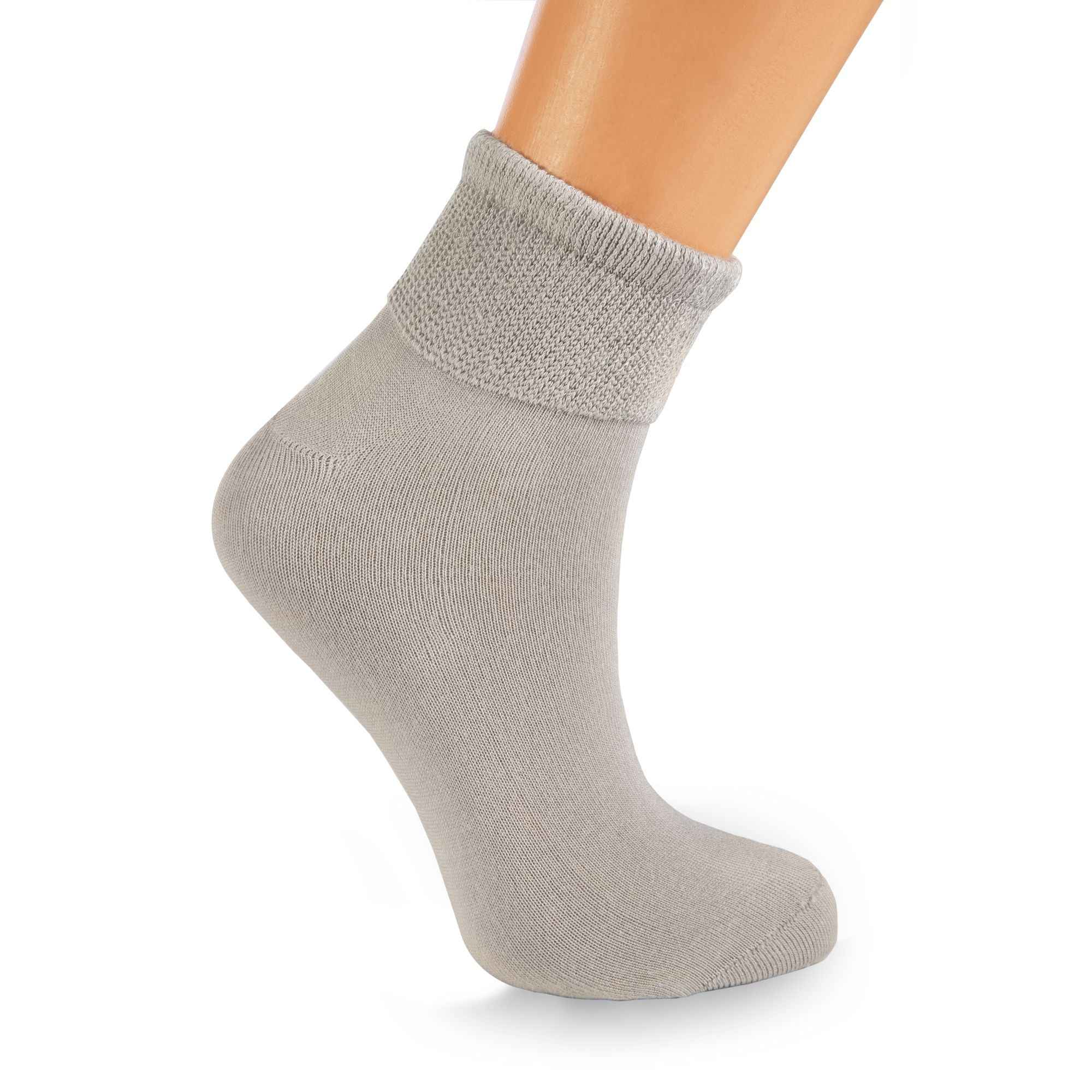 Women's Diabetic Ankle Socks 3 Pairs Soft Cotton, Non-Binding Top, Seamless Toe, Promotes Circulation, Shoe Size 9-11