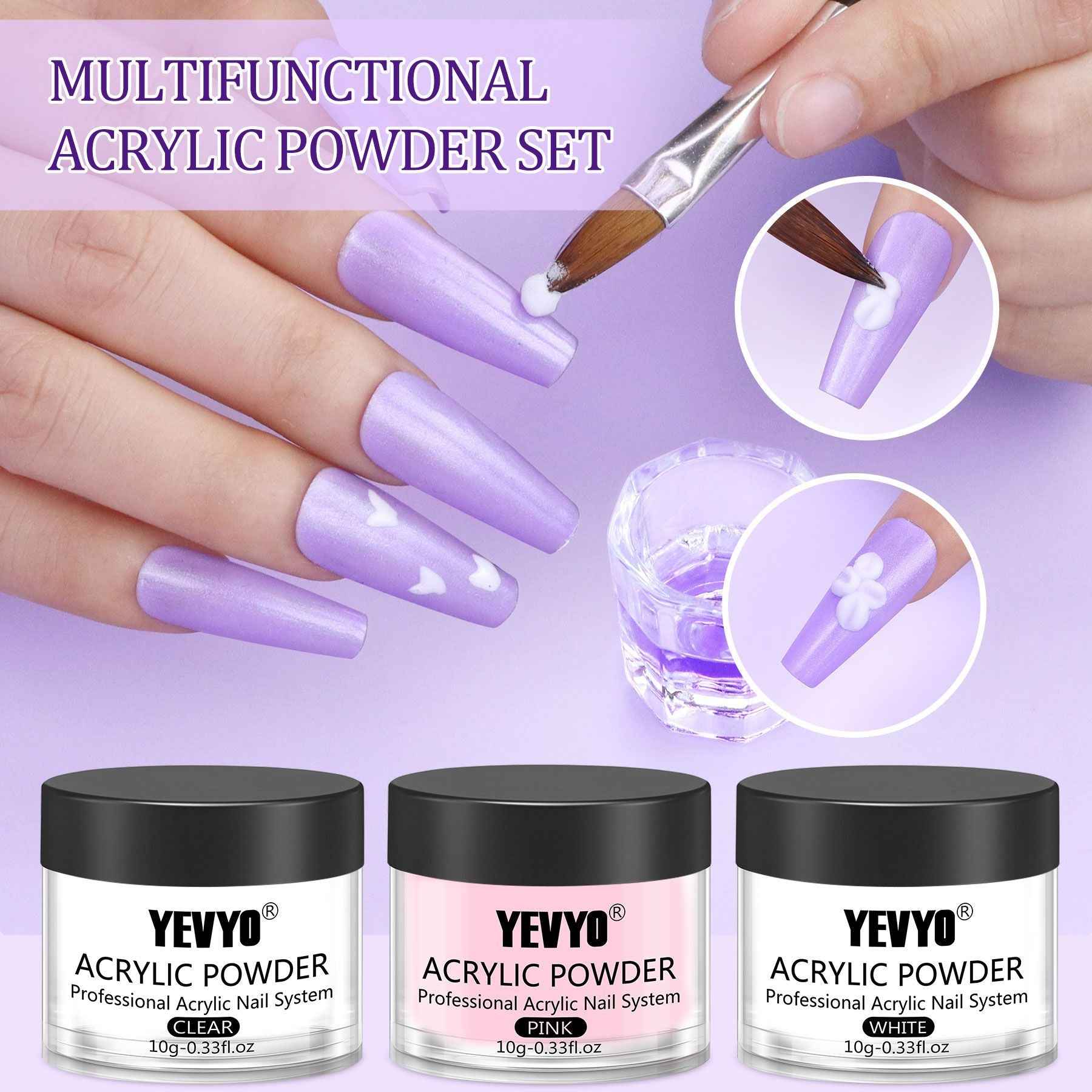Acrylic Nail Kit with UV Light, 4 Colors Gel Polish Kit with 24 Glitter Colors Acrylic Powder Monomer Liquid