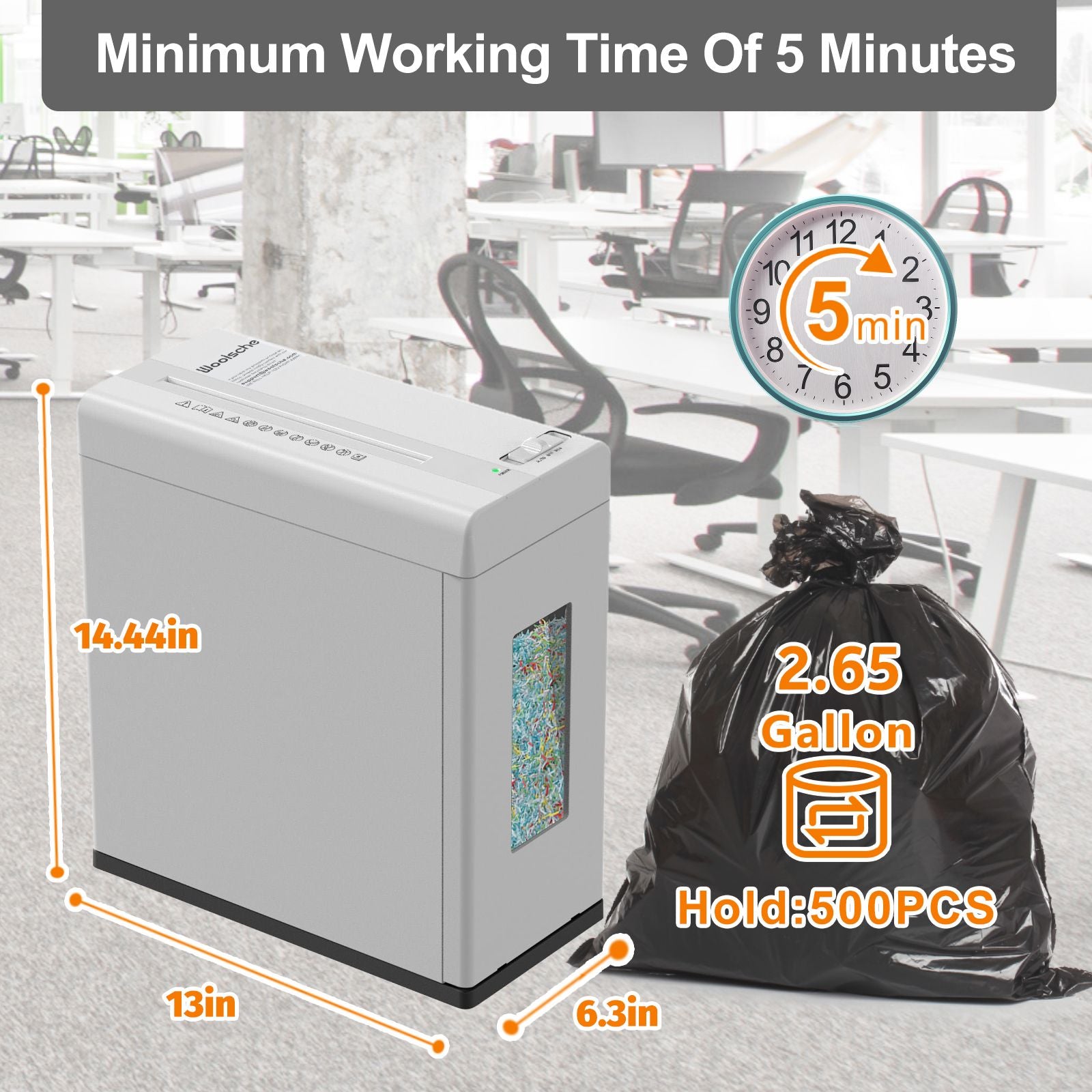 Paper Shredder, 5-Sheet Micro Cut with 2.65 Gallons Bin, P-5 High Security Level, 5 Munites Non-Stop Working Time, Compact Design Pull Out Basket with Jam Proof System for Home Office - JM Variety Store