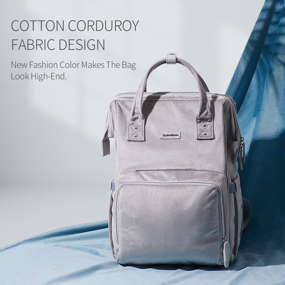 SUNVENO Velvet Stitching Diaper Bag Backpack Large Capacity Tote Shoulder Nappy Bag Organizer for Baby Care with Insulated Pockets,Waterproof Fabric - JM Variety Store