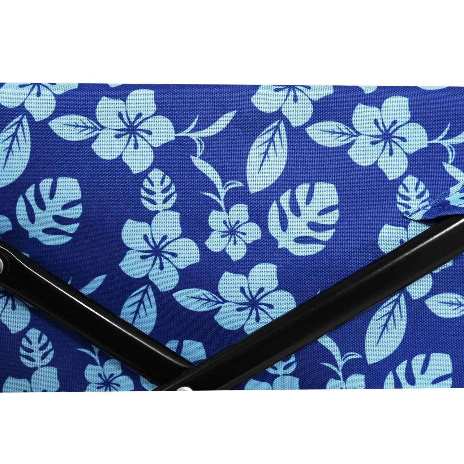 440lbs Collapsible Foldable Wagon Cart, Beach Wagon Utility Cart Utility Wagon Grocery Cart for Camping Shopping Sports Gardening Fishing, blue flower