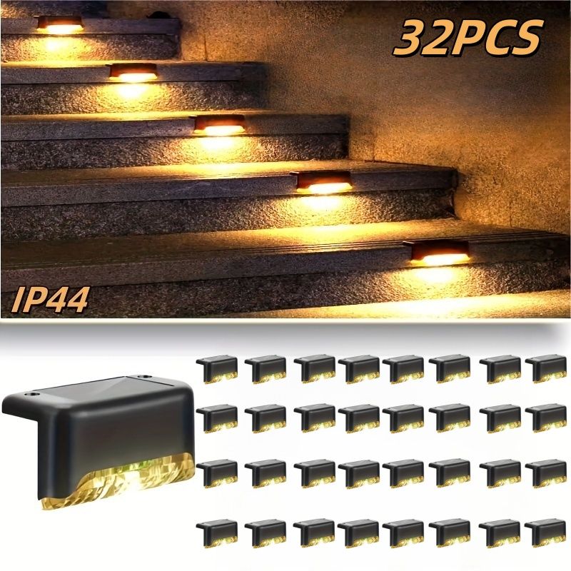 16PCS solar outdoor light, spring camping outdoor light, outdoor LED step light, solar charging, suitable for balconies, terraces, stairs, fences, courtyards, gardens, villas, driveways, paths - JM Variety Store
