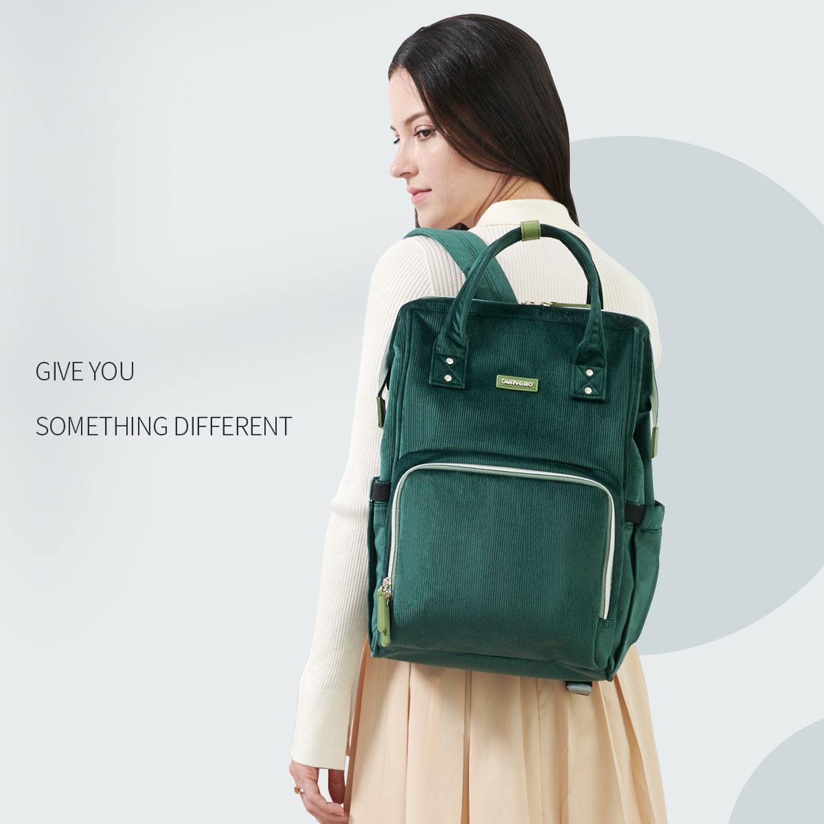 SUNVENO Velvet Stitching Diaper Bag Backpack Large Capacity Tote Shoulder Nappy Bag Organizer for Baby Care with Insulated Pockets,Waterproof Fabric - JM Variety Store