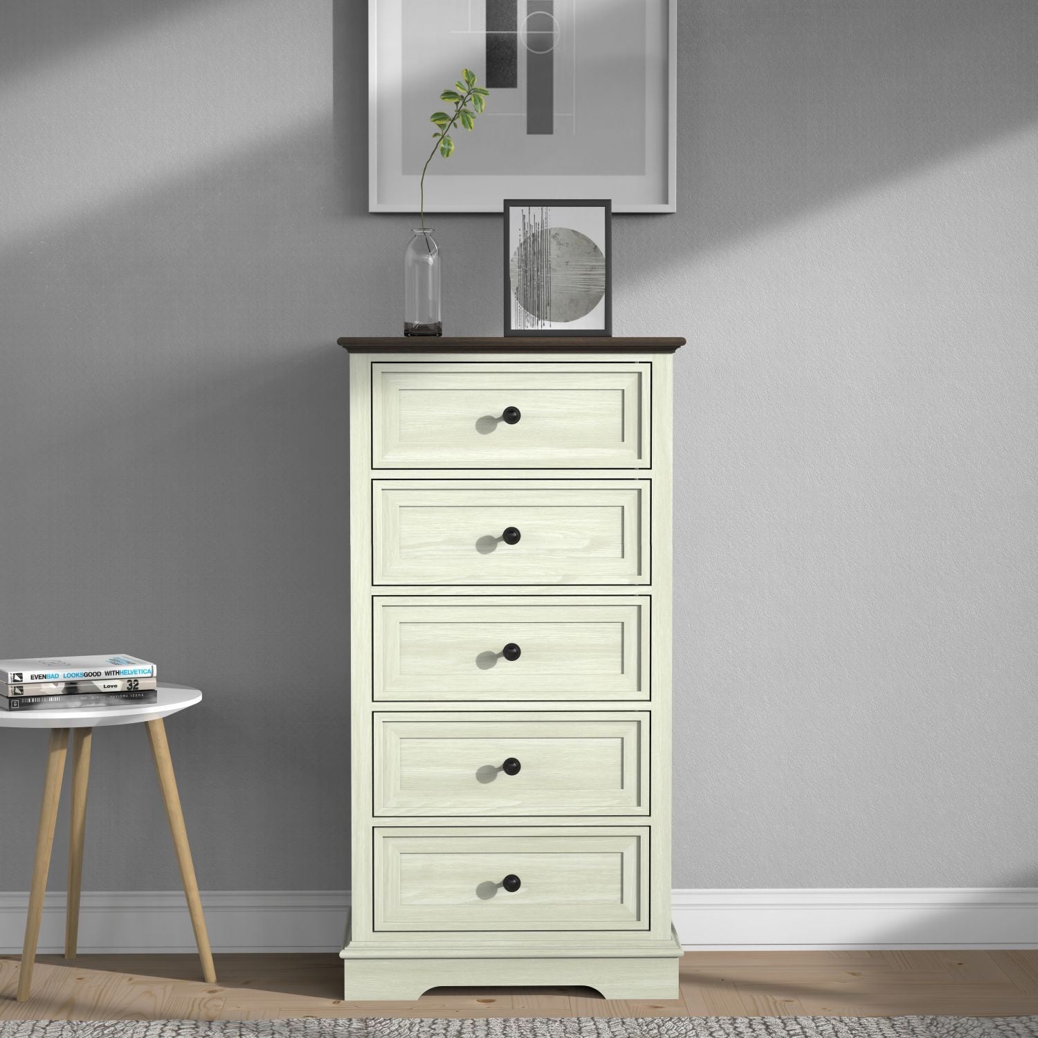 Tall Dresser for Bedroom with 5 Drawers for Closet, Chest of Drawers with Metal Handle - JM Variety Store