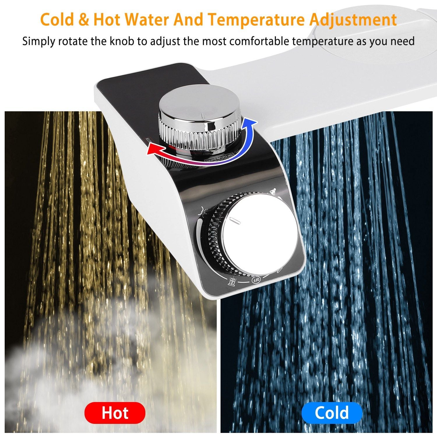 Bidet Attachment Non-Electric Fresh Water Bidet Sprayer Toilet Seat Attachment with Self Cleaning Dual Nozzles Cold Warm Water Temperature Pressure Controls - JM Variety Store