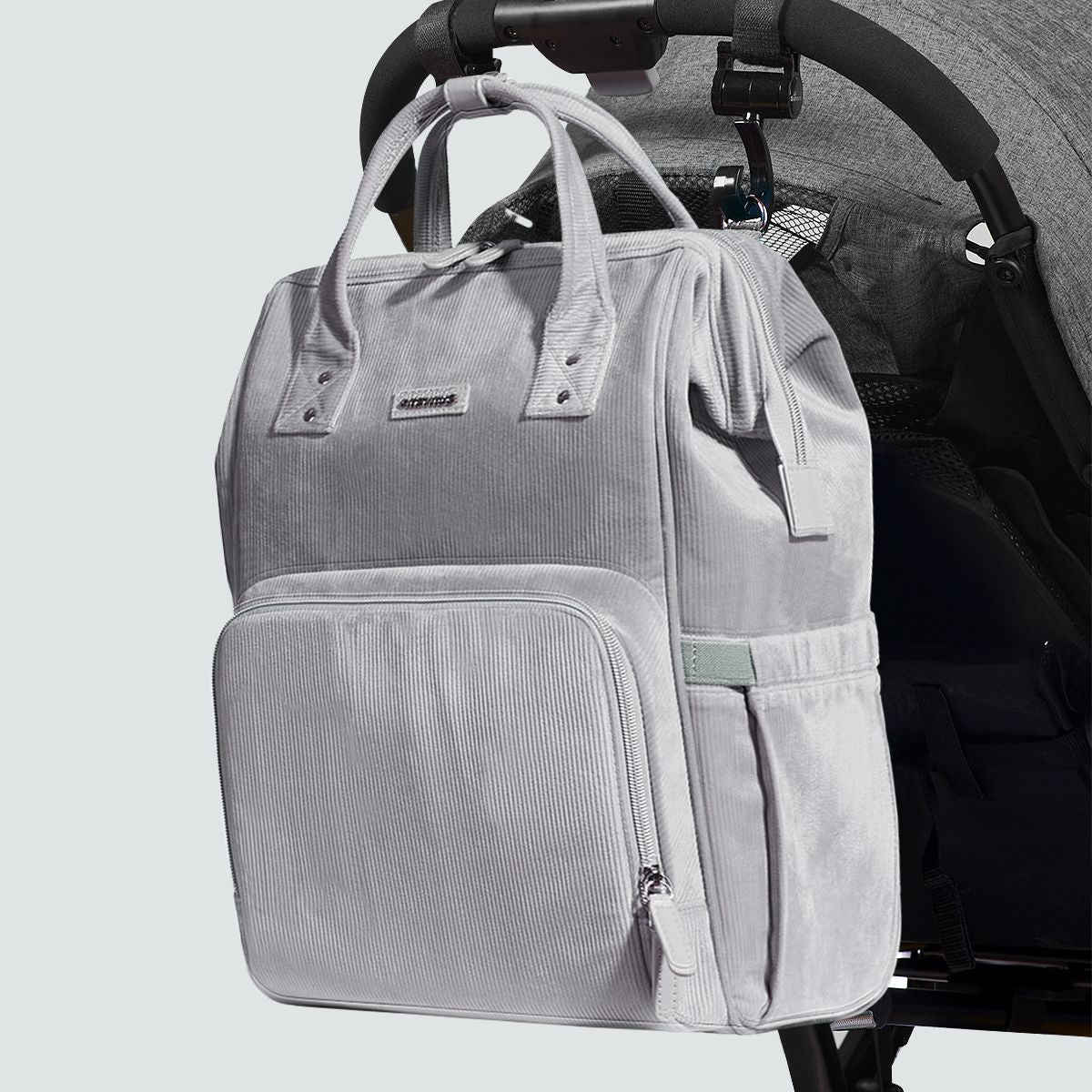 SUNVENO Velvet Stitching Diaper Bag Backpack Large Capacity Tote Shoulder Nappy Bag Organizer for Baby Care with Insulated Pockets,Waterproof Fabric - JM Variety Store