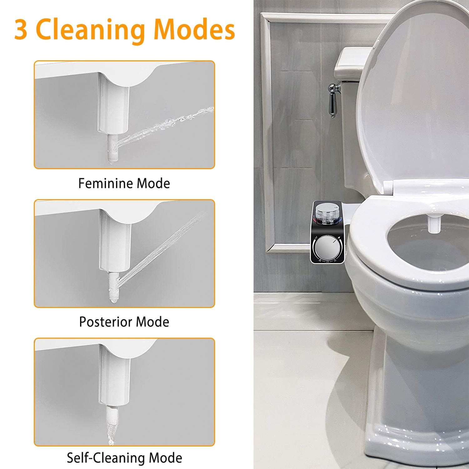 Bidet Attachment Non-Electric Fresh Water Bidet Sprayer Toilet Seat Attachment with Self Cleaning Dual Nozzles Cold Warm Water Temperature Pressure Controls - JM Variety Store
