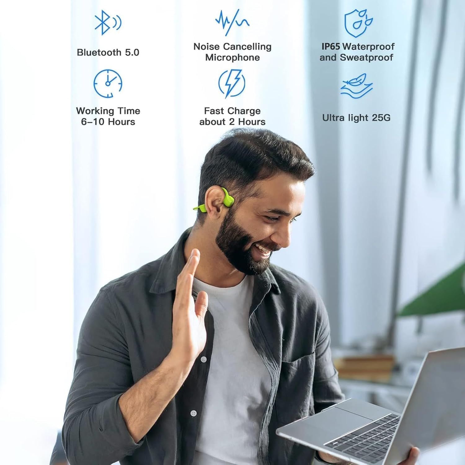 Sport Wireless Bone Conduction Earphones – Open-Ear Safety Design, IPX6 Sweatproof, 8 Hrs Call, US Dropship - JM Variety Store