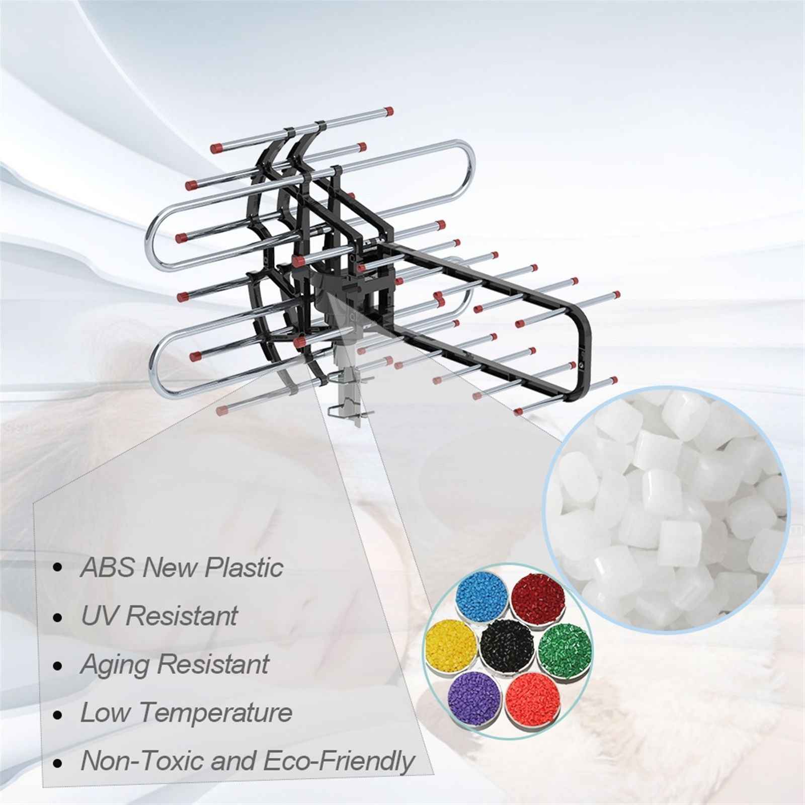 TA-851B 360°Rotation UV Dual Frequency 45-860MHz 22-38dB Open Antenna Silver