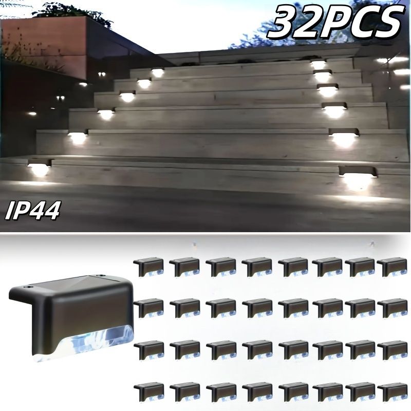 16PCS solar outdoor light, spring camping outdoor light, outdoor LED step light, solar charging, suitable for balconies, terraces, stairs, fences, courtyards, gardens, villas, driveways, paths - JM Variety Store