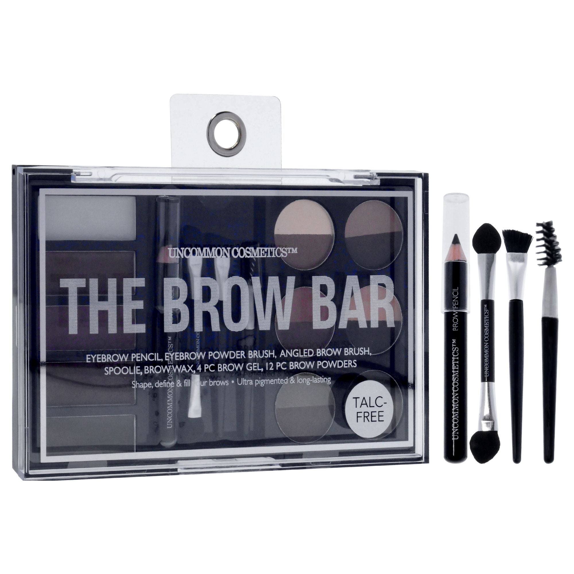 The Brow Bar by Uncommon Cosmetics for Women - Eyebrow Pencil, Eyebrow Powder Brush, Brow Angled Brush, Spoolie, 0.05oz Eyebrow Wax, 0.2oz Brow Gel, 0.48oz Brow Powders - JM Variety Store