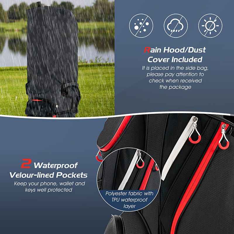 9.5 Inch Golf Cart Bag with 14 Way Dividers Top Organizer