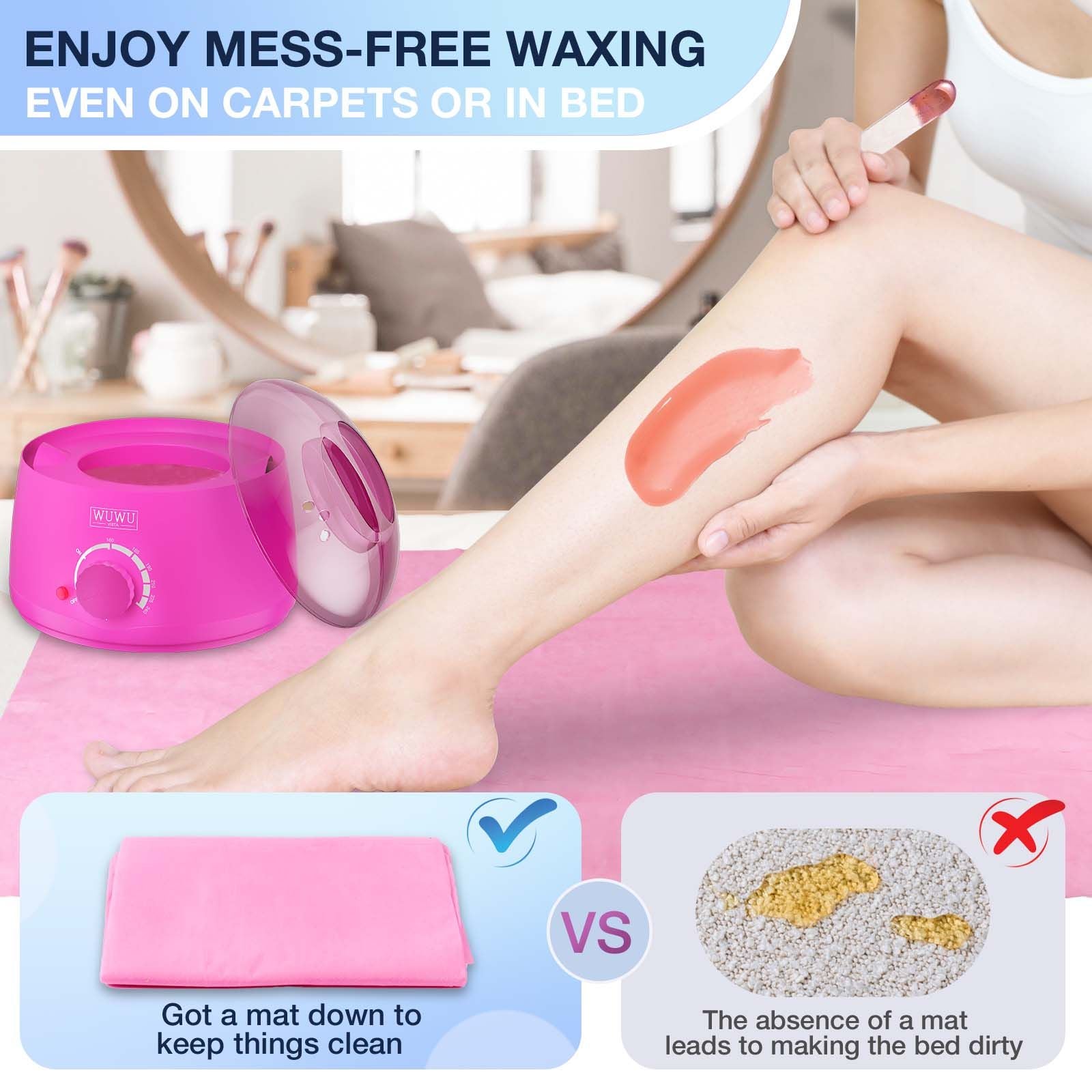 Waxing Kit 69 items - WUWUVISTA Hair Removal Hard Wax kit with Wax Warmer, Wax Beads for Face/Brazilian/Body/Sensitive Skin - JM Variety Store